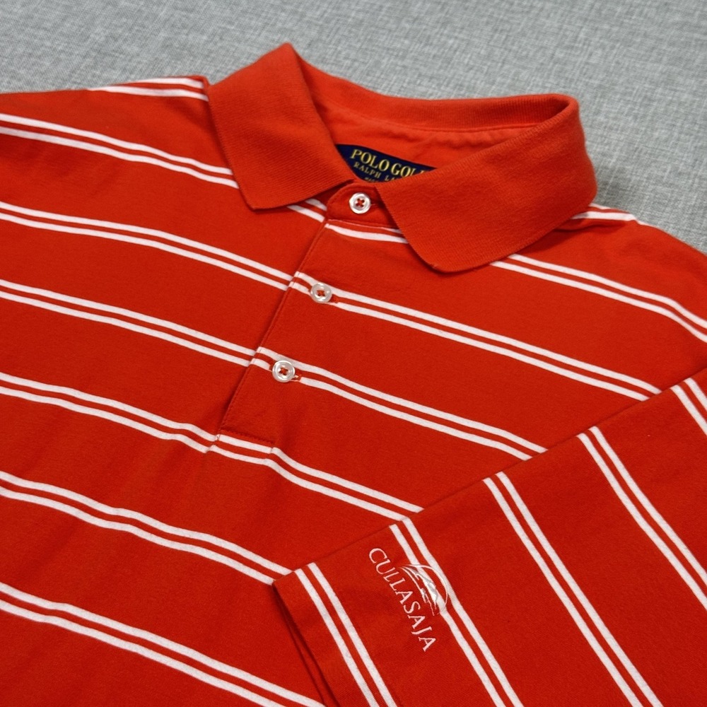 Polo Golf‎ Ralph Lauren Polo Shirt Mens XL Orange Striped Short Sleeve Cotton